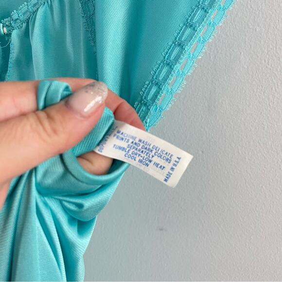 Vanity Fair | Vintage Turquoise Blue Night Gown Intimates Set Robe Nighty Dress - Picture 12 of 12